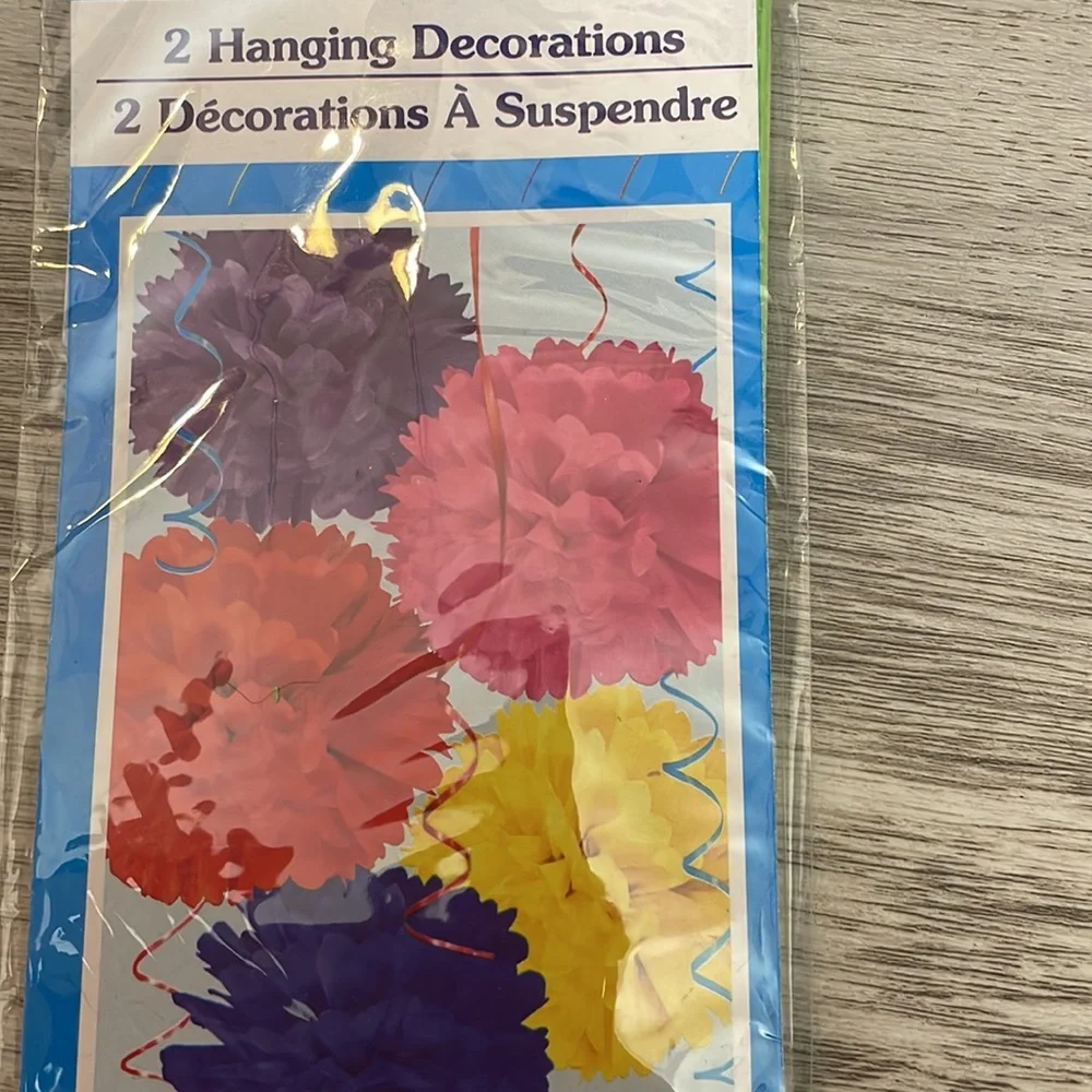 Free - 2 Packages of Green Hanging Decorations, Tissue Pom Poms 12